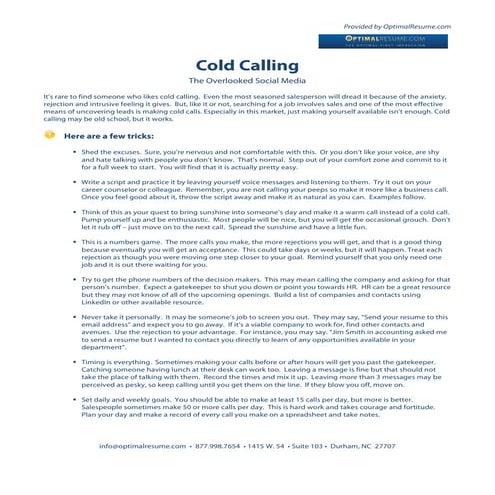 Cold Calling in the Job Search