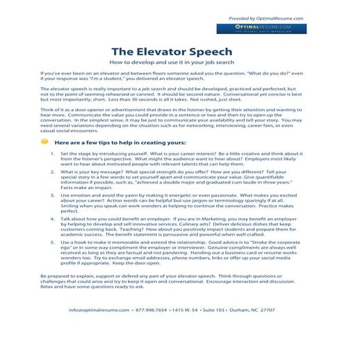 How to Write a Job Search Elevator Speech