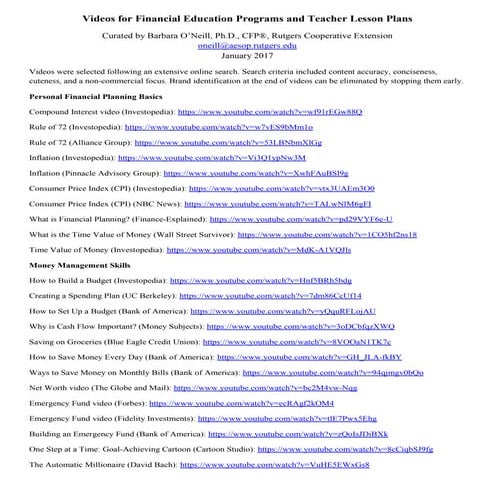 Resource List: Personal Finance Videos