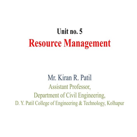 Resource Management in Civil Engineering