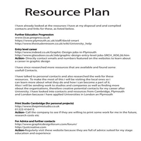 Resource plan