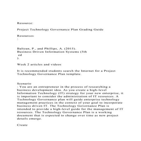 ResourceProject Technology Governance Plan Grading Guide.docx