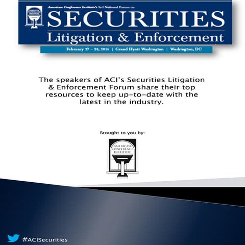 Securities Litigation: Resource Round Up