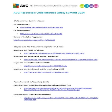 AVG CIS 2014 Resource Sheet