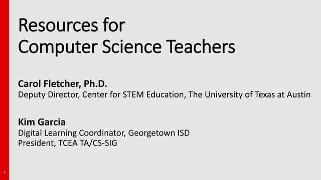 Resources for Computer Science Teachers - TCEA 2016