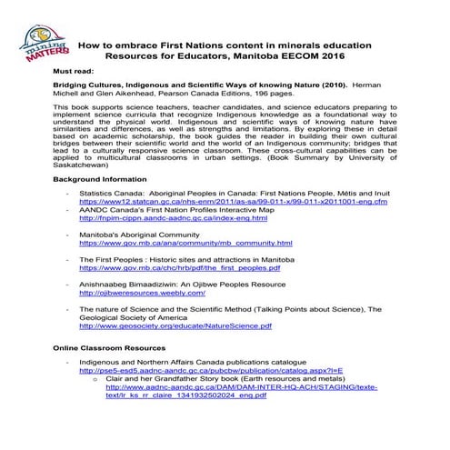  How to embrace First Nations content in minerals education - Resources for E...