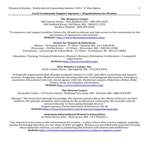 Support Resources for Women