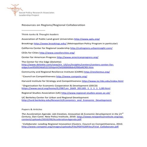 Resources on Regions