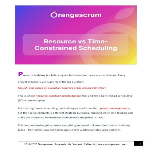 Resource vs Time-Constrained Scheduling Complete Guide for Project Managers