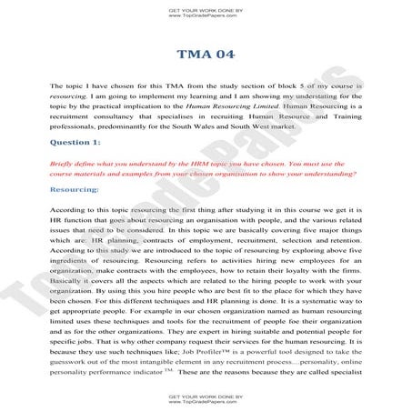 Resourcing   academic assignment essay - www.topgradepapers.com