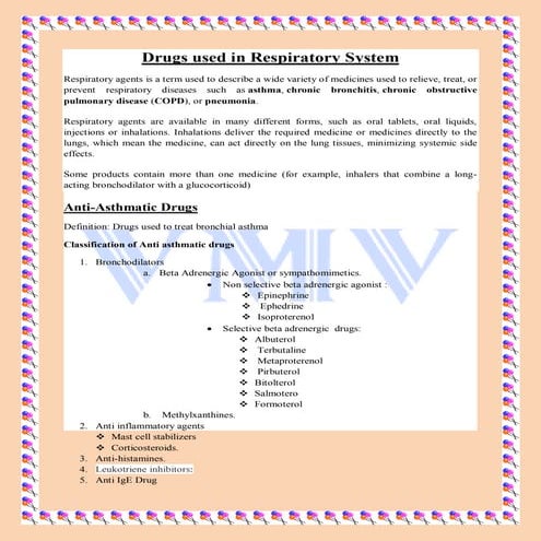 Respiratory agents  drugs