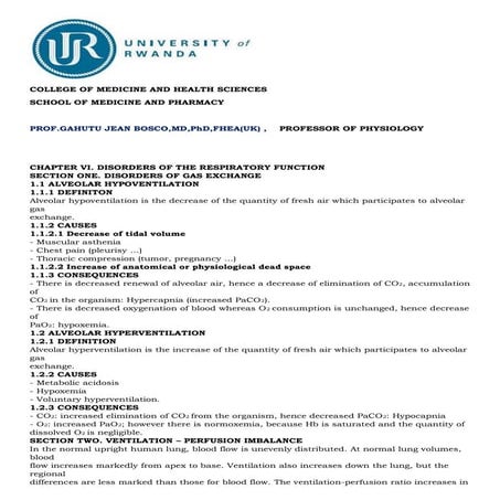Respiratory pathophysiology prof.jean bosco gahutu