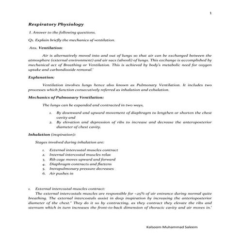Respiratory physiology