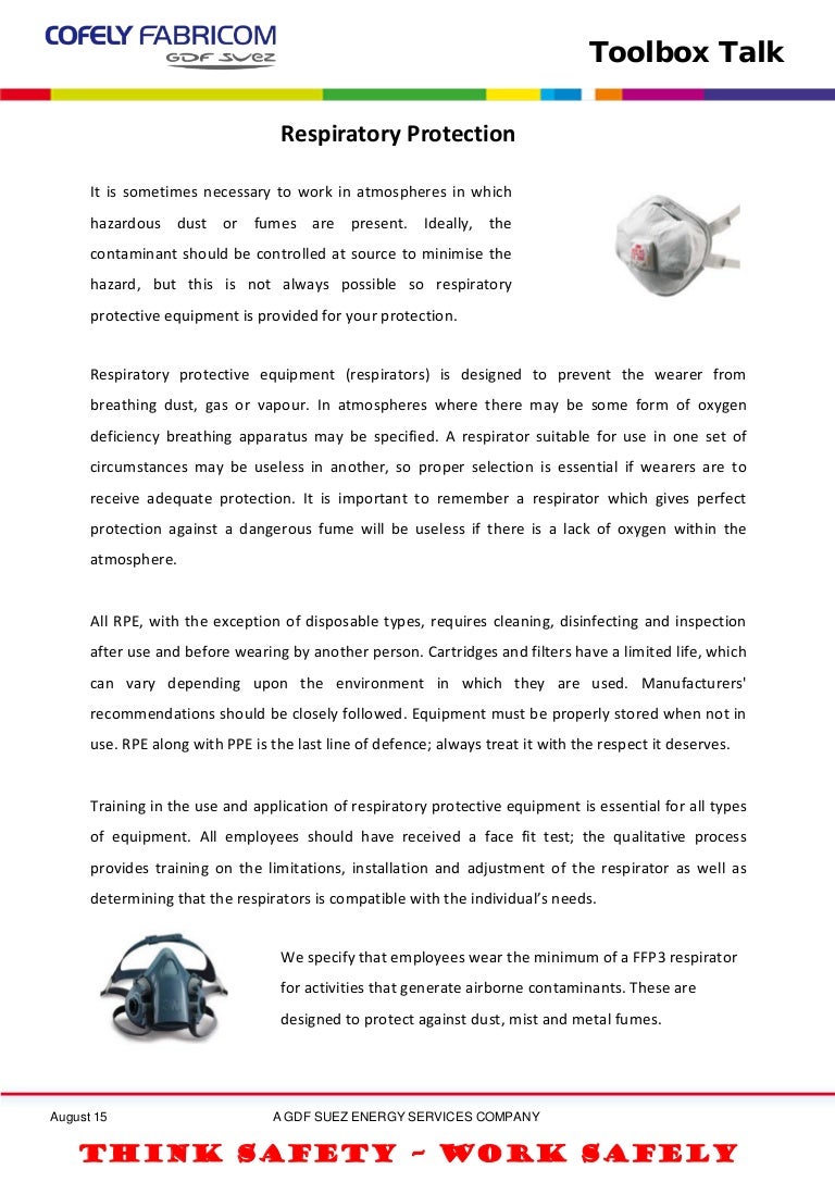 Toolbox Talk Respiratory protection