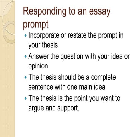 Responding to an Essay Prompt 