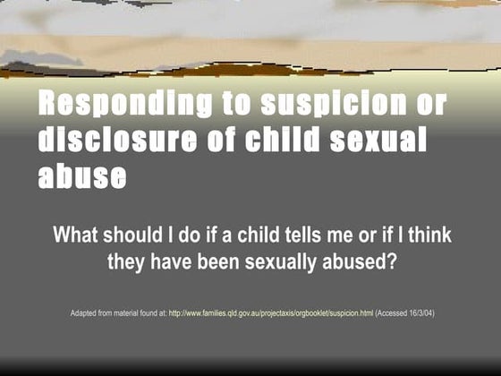 Responding to suspicion or disclosure of child sexual