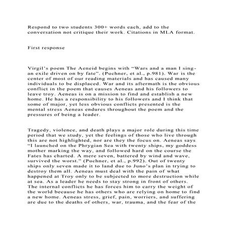Respond to two students 300+ words each, add to the conversation not.docx