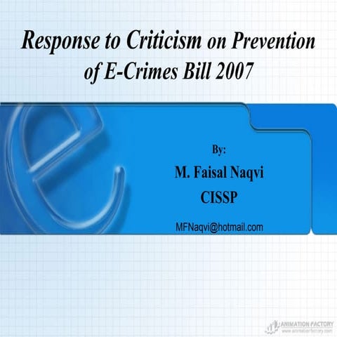 Response To Criticism On E Crime Law