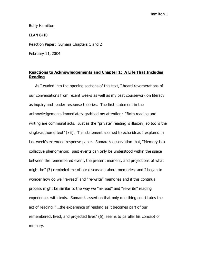example of reader response essays