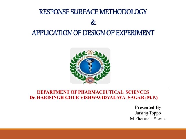 Optimization techniques in formulation Development  Response surface methodol...