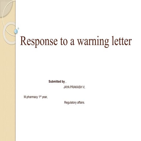 Response to a warning letter
