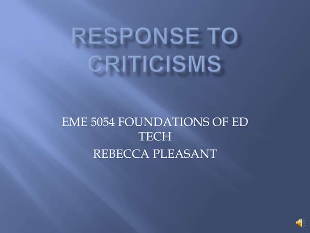 Response To Criticisms   Copy