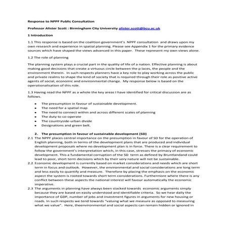 Response to nppf public consultation