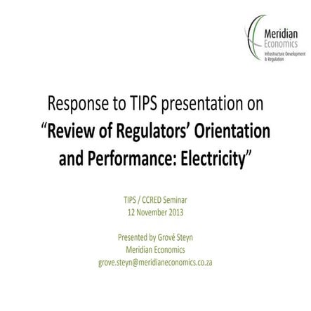 Response to TIPs presentation -  Dr. Grové Steyn - 12112013