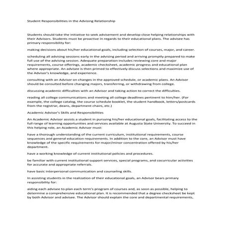 Responsibilities of education advisor | PDF
