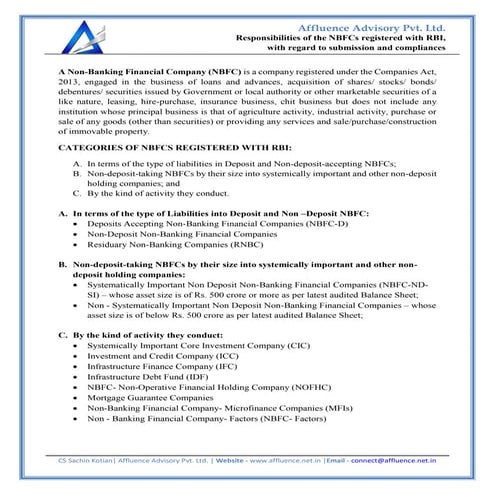 Responsibilities of the NBFCs registered with RBI, with regard to submission ...