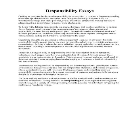 Responsibility Essays