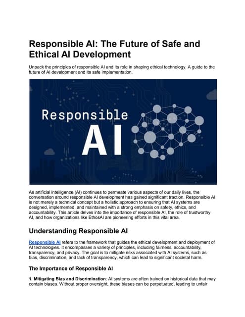 Responsible AI: The Future of Safe and Ethical AI Development