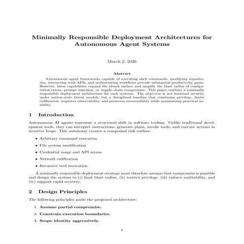 Responsible Deployment Architectures for Agent Systems: Balancing ...