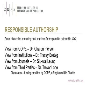 Responsible authorship symposium WCRI 2019: a COPE view
