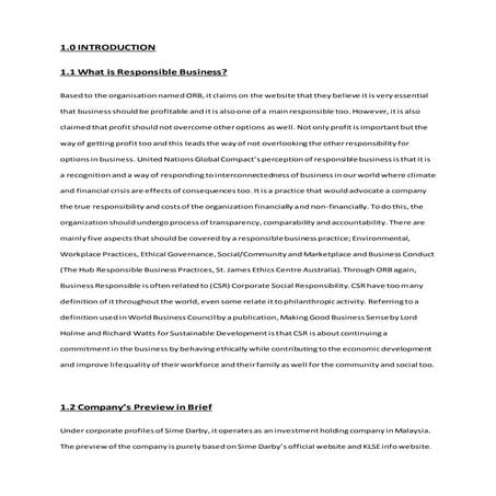 Sime Darby and their Responsible Business