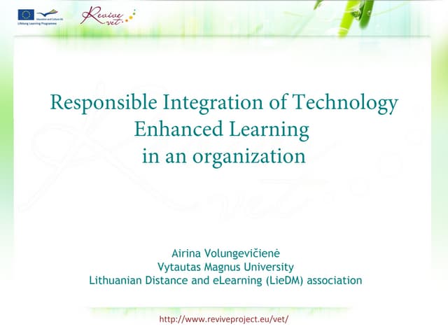 Responsible introduction of tel in an organization