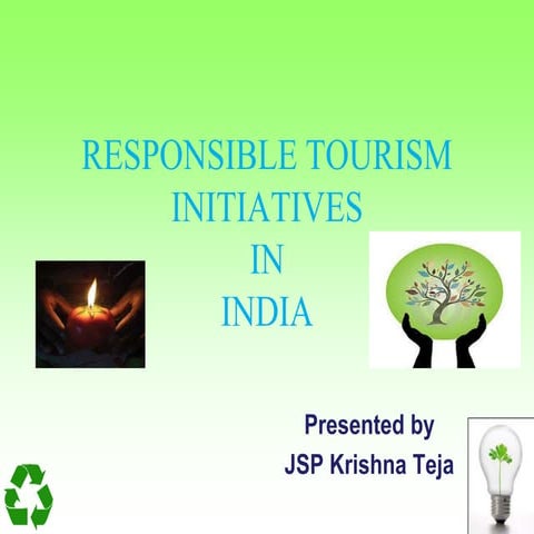 Responsible tourism initiatives in India | PPTX
