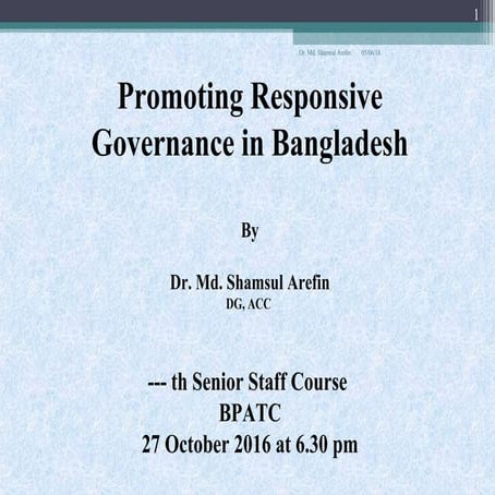Responsive governance bpatc ssc on 27-10-2016 | PPT