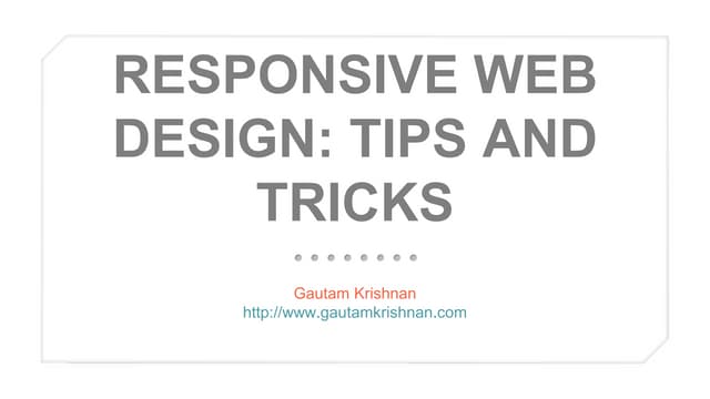 Responsive Web Design: Tips and Tricks