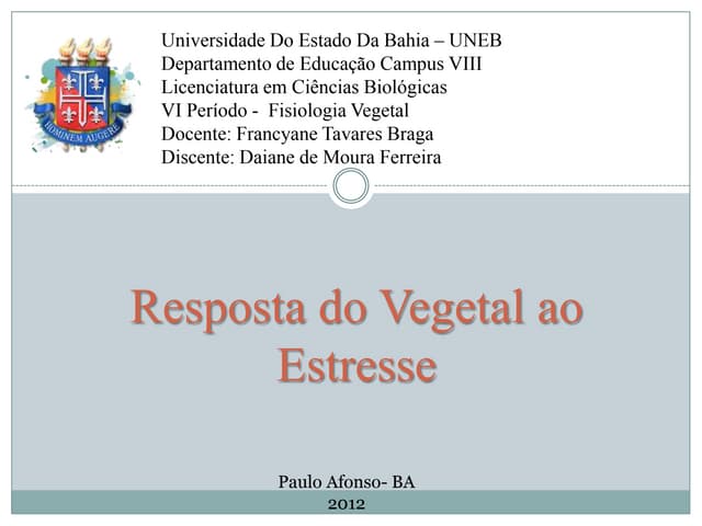 Resposta do vegetal ao estresse