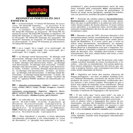  Respostas da apostila de português  - Movame - Overdose