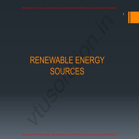 Comprehensive Overview of Renewable Energy Sources and Their Impact | PDF