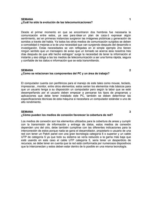 Respuestas de cada semana