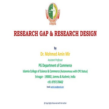 RESREARCH GAP & RESEARCH DESIGN by Dr Mohmed Amin Mir.pptx
