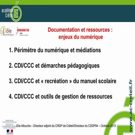 CDI/CCC - Documentation et ressources : les enjeux du numérique