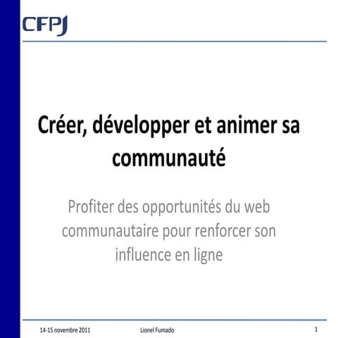 Ressources créer et animer sa communauté cfpj