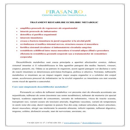 Restabilire echilibru metabolic