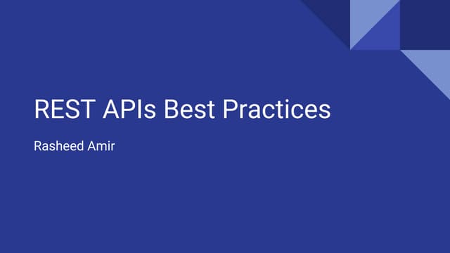REST API Best (Recommended) Practices