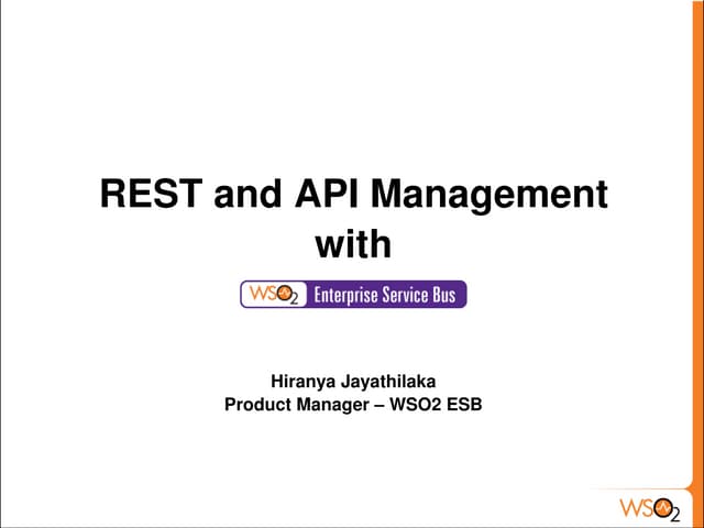 REST & API Management with the WSO2 ESB