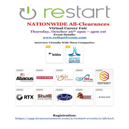 reStartEvents 10/26 All-Clearances Employer Directory